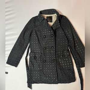 The Limited Black Eyelet Double-Breasted Trench Coat